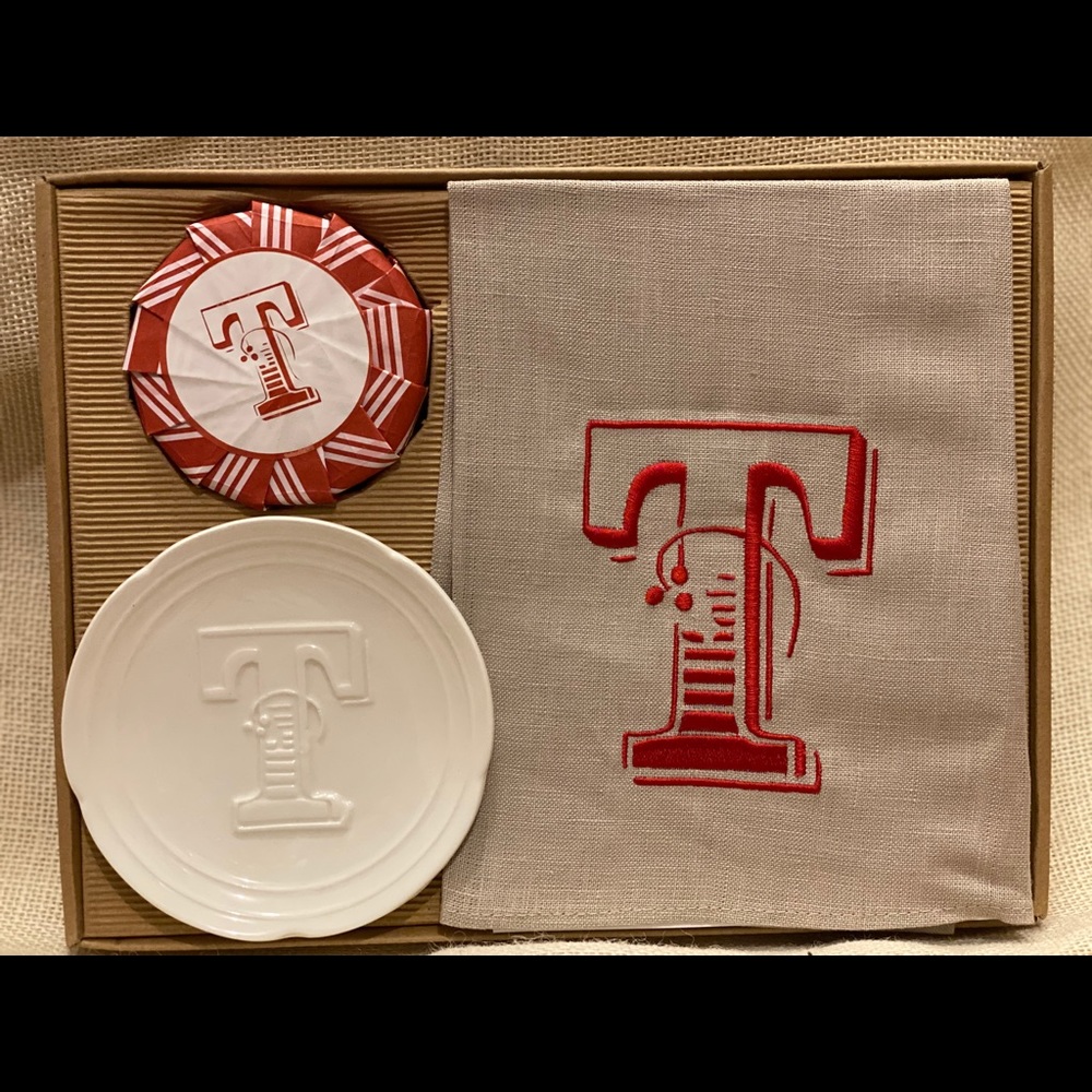 Mud Pie 3pc SET towel soap dish T Monogram fraser fir bath hand gift Christmas